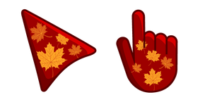 Orange Maple Leaves on an Red Background cursor