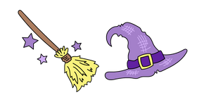 Курсор VSCO Girl Purple Witch Hat and Broom