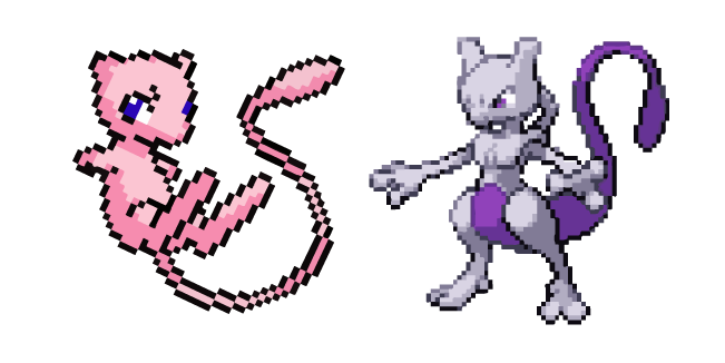 Pokemon Mew and Mewtwo Pixel Cursor